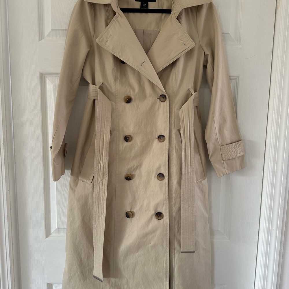 Rachel Zoe Beige Double-Breasted Trench Coat